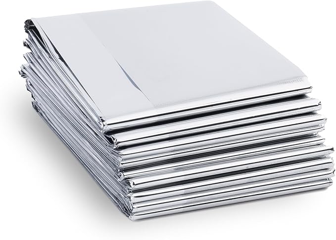 Swiss Safe XL Emergency Mylar Thermal Blankets + Bonus Space Blanket - Compact & Insulated for Cold Weather - Designed for NASA, Outdoor Camping, Survival, First Aid Car Kit - Silver, 4 Pack, XL