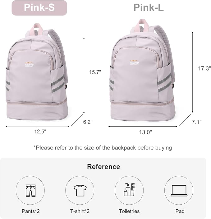 Coofay Small Gym Bag for Women - Waterproof, Lightweight Travel Backpack with Shoe Compartment
