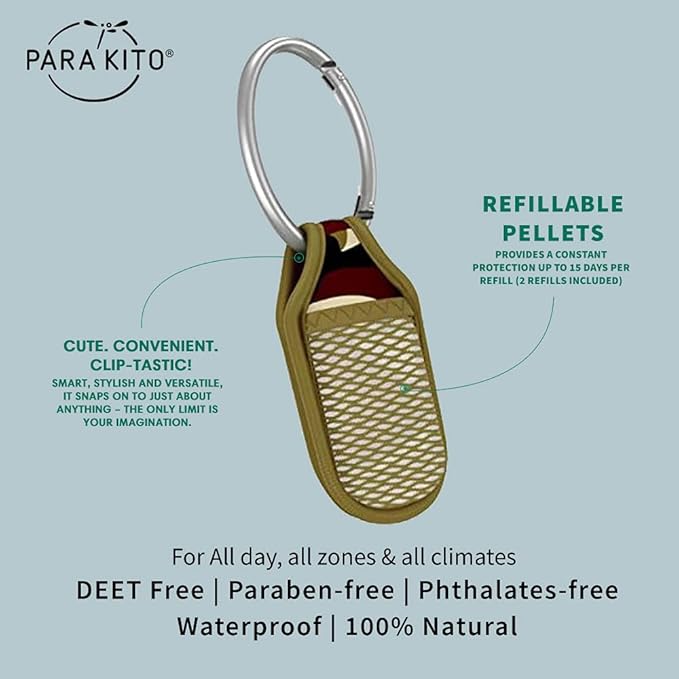 PARA'KITO Mosquito Insect & Bug Repellent Clip w/Natural Essential Oils - Waterproof, Outdoor Pest Repeller (Camouflage)