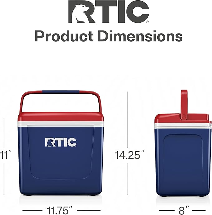 RTIC 8 QT Road Trip Personal Cooler, Small, Compact, Insulated, Portable Ice Chest Box for Food, Drink, Beverage, Beach, Camping, Picnic, Fishing, Boat, 12-Can Capacity