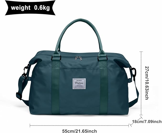 Womens travel bags, weekender carry on for women, sports Gym Bag, workout duffel bag, overnight shoulder Bag fit 15.6 inch Laptop (Large, Peacock Blue)