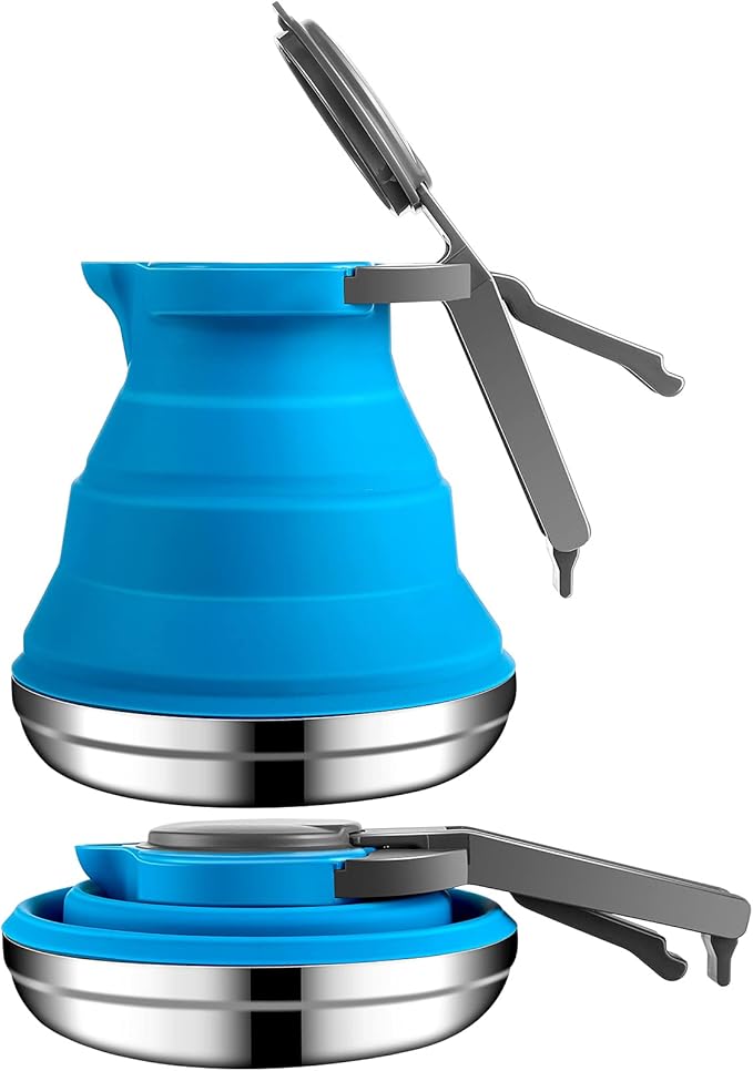 Geiserailie 1.5l Portable Collapsible Kettle Camping Pot Collapsible Tea Kettle for Hiking Travel and Outdoors