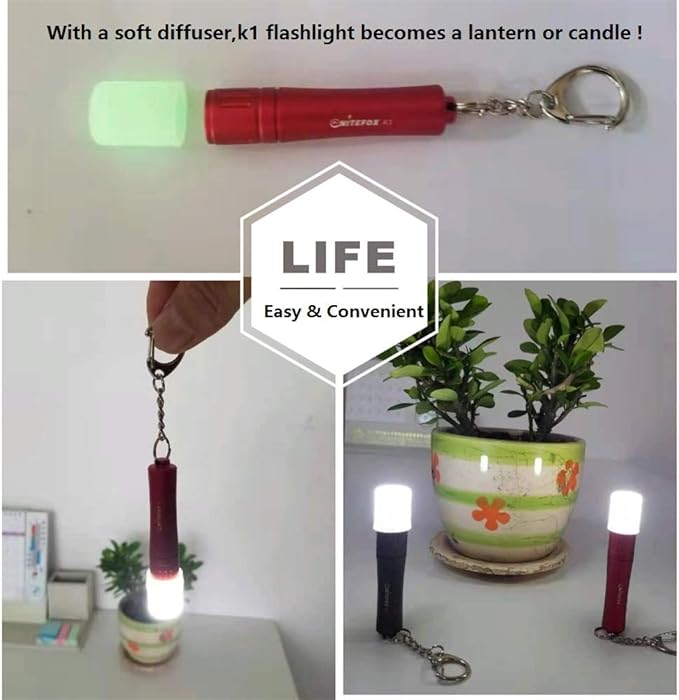 Bright Keychain Flashlight K1,high Bright 150 lumens,as Small Flashlight Lantern Candle Camp lamp Waterproof Torch for EDC,Reading,Sleep,Dog Walking,Camping,Hiking (Red)