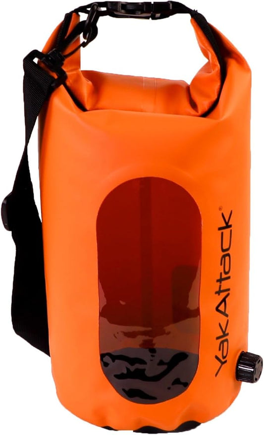 YakAttack 5L Roll-Top Waterproof Dry Bag with Air Valve | Durable & Water Resistant | Compact Storage | Remove Trapped Air | Additional Buoyancy | Dry Bag for Kayaking, Hiking, Boating & Camping