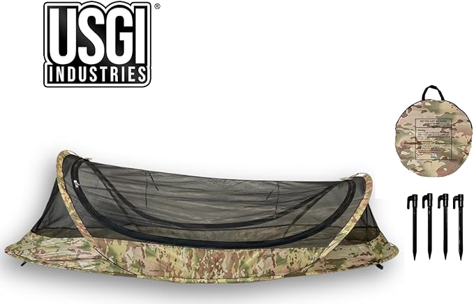 USGI Industries Bivy Tent | Lightweight Single Person Sleeping Net System for Outdoors, Camping, Survival, Hiking, Backpack | Mesh Protection