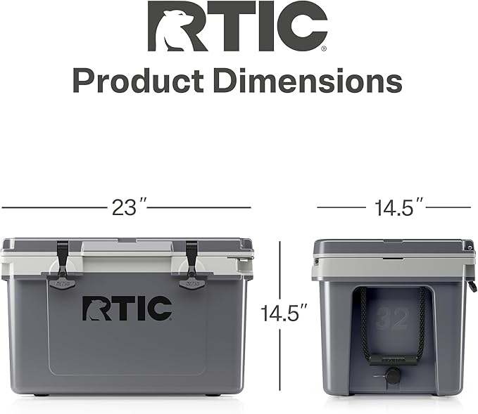 RTIC Ultra-Light 32 Quart Hard Cooler Insulated Portable Ice Chest Box for Drink, Beverage, Beach, Camping, Picnic, Fishing, Boat, Barbecue, 30% Lighter Than Rotomolded Coolers