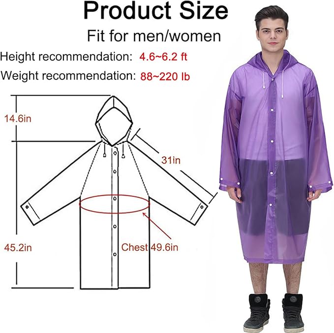 Rain Ponchos Raincoats for Adults Women Men, Reusable 2 Pack Rain Jacket Coats with Hood for Family Disney Camping Hiking