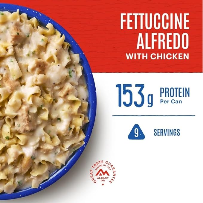 Mountain House Fettuccine Alfredo with Chicken #10 Can | Freeze-Dried Survival & Emergency Food | 9 Servings