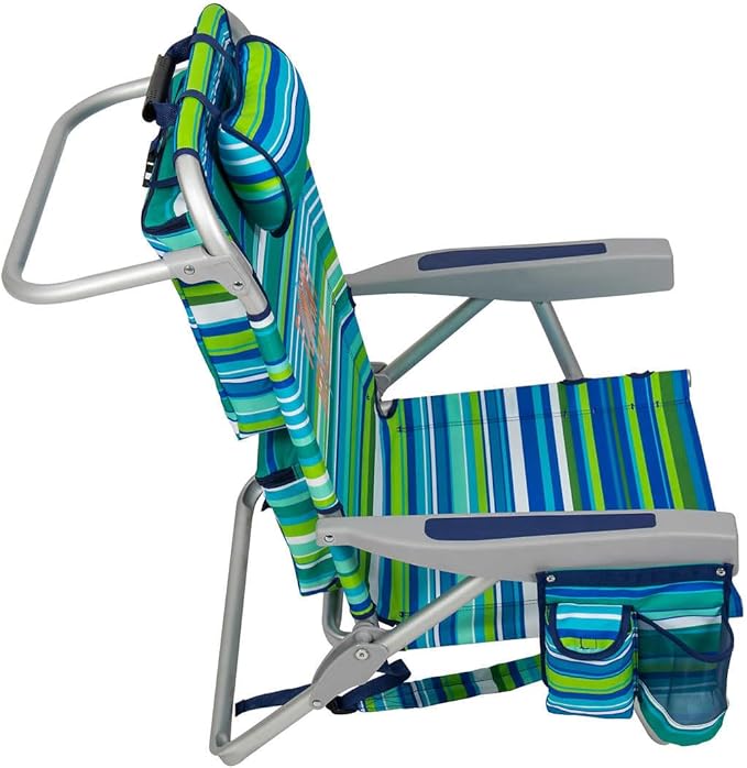 Tommy Bahama 5 Position Beach Chair (Green Stripes)