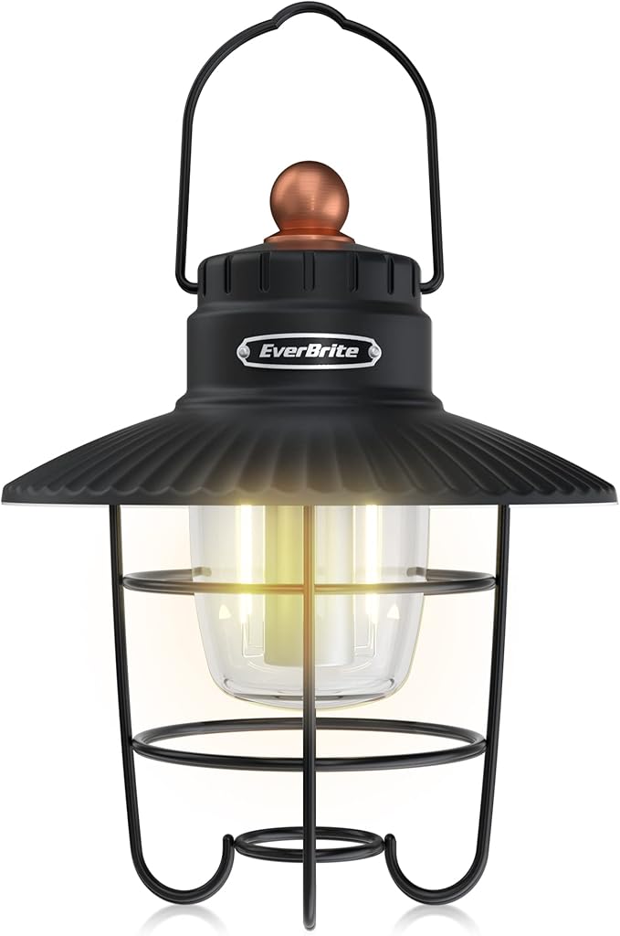 EverBrite LED Camping Lantern, USB C Rechargeable Lantern with 3 Light Modes, Vintage Outdoor Lanterns with Power Bank Function for Power Outages, Hurricane, Emergency, Fishing