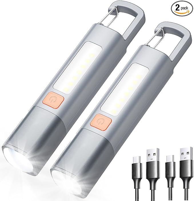 Rechargeable LED Flashlights High Lumens, 20,000 Lumens Super Bright Flashlight with USB Cable and Hook, 3 Modes, Waterproof Flash Light Handheld Powerful Flashlight for Home Camping - 2 Pack