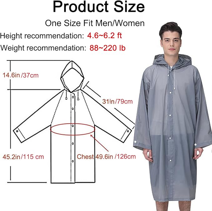 Rain Ponchos Raincoats for Adults Women Men, Reusable 2 Pack Rain Jacket Coats with Hood for Family Disney Camping Hiking