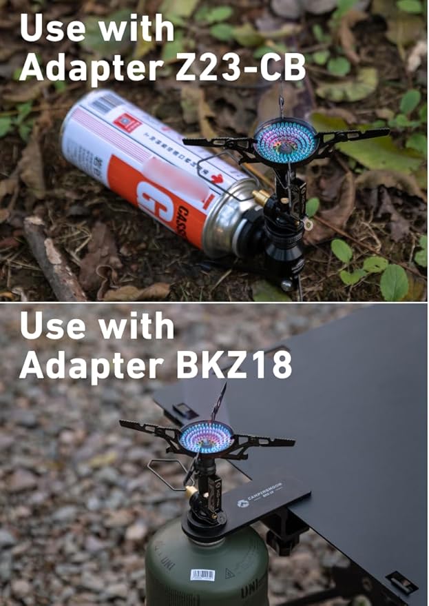 CAMPINGMOON Canister Top Stove Portable Compact Foldable w/Micro Regulator w/4Flex w/igniter XD-2F (Year of the Snake Limited Black Edition)