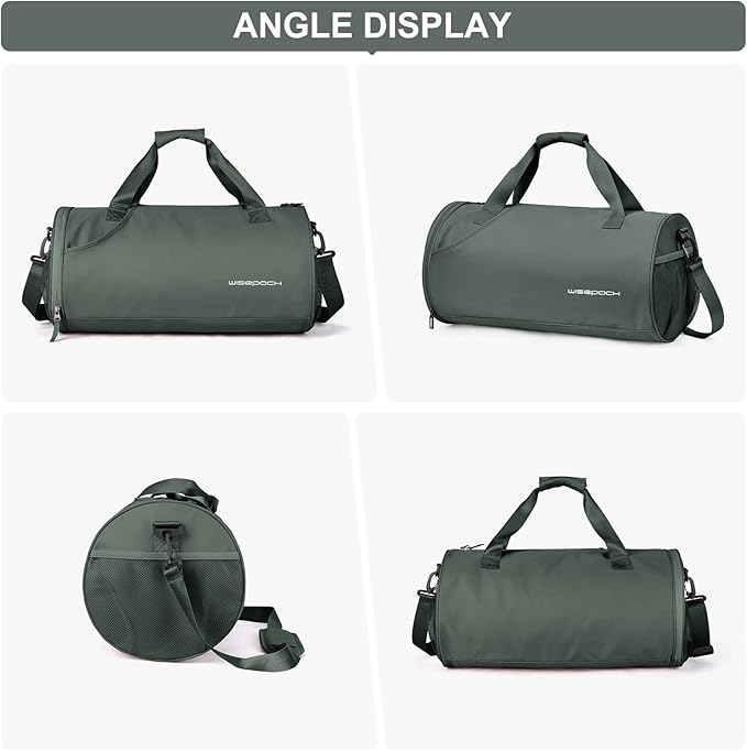 Gym Bag for Women & Men with Wet & Shoe Compartment, Small Duffle Bag for Travel, Sport, Gym, Workout, Overnight, Weekender, Carry-on - Dark Green
