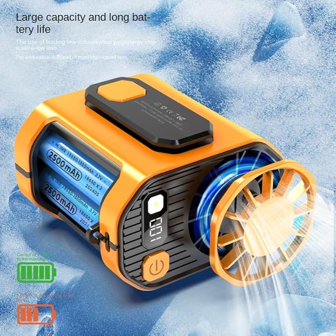 Camping & Outdoor Waist Fan - Portable Belt Clip-on Fan, USB Rechargeable, 100 Speed Settings, Hands-Free Personal Cooling for Hiking, Travel, Sports (orange)