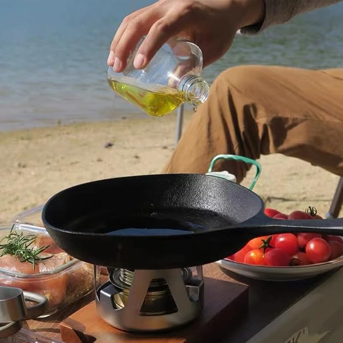 Alcohol Burner Portable Copper Stove Camping Stove Brass Oven Aluminum Alloy Mini Ultralight with Sealed Cap Extinguish Lid for Picnic BBQ - Grey