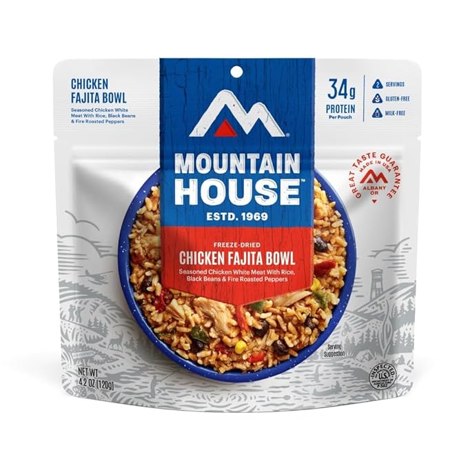 Mountain House Chicken Fajita Bowl | Freeze Dried Backpacking & Camping Food | Gluten-Free | 2 Servings