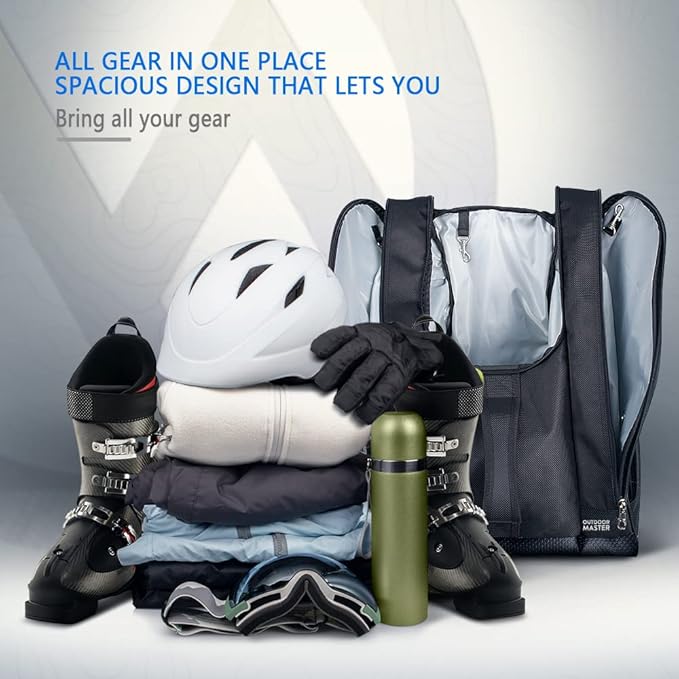 OutdoorMaster Boot Bag - 50L Ski Boots and Snowboard Boots Bag, Excellent for Travel with Waterproof Exterior & Bottom - for Men, Women and Youth