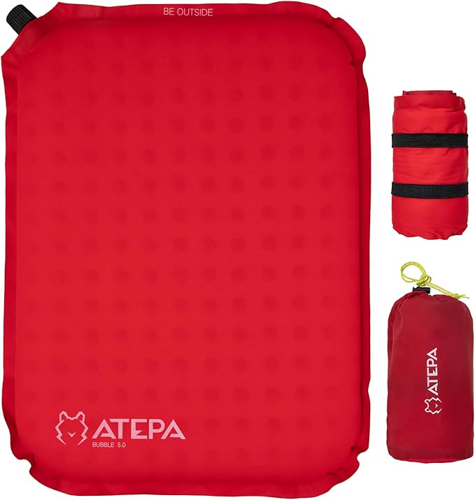 ATEPA Inflatable Stadium Seat Cushion, Self-Inflating Memory Foam Stadium Seats Camping Accessories Chair Pad for Outdoor Airplane Travel Bleacher Patio Backpacking