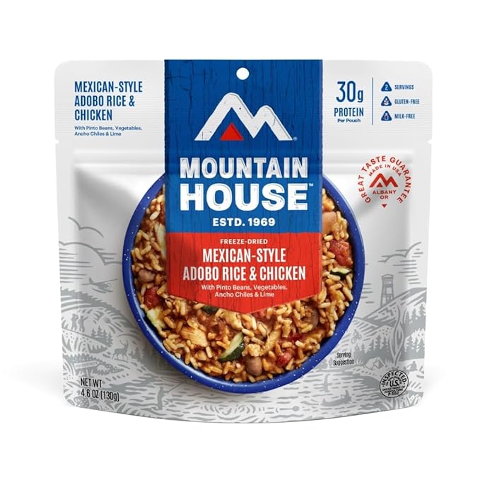 Mountain House Mexican-Style Adobo Rice & Chicken | Freeze Dried Backpacking & Camping Food | Gluten-Free | 6-Pack