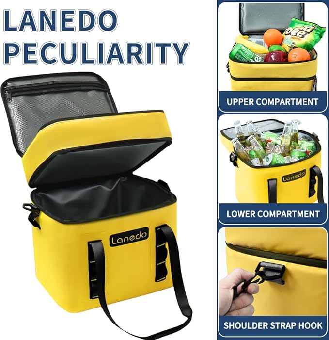 Lisa Lunch Soft Cooler 20/36 Can, Insulated Bag Portable Ice Chest Box for Lunch, Beach, Drink, Beverage, Travel, Camping, Picnic, Car, Trips, Cooler Leak-Proof