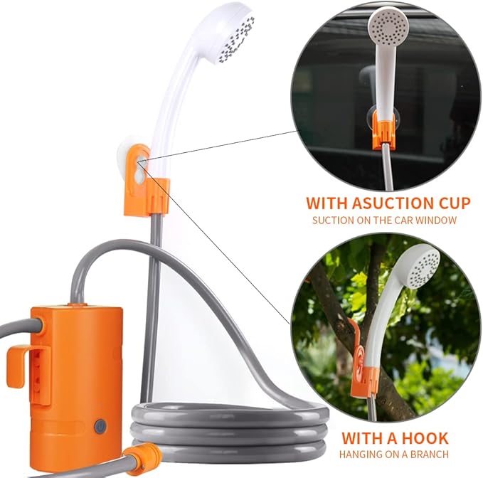 Portable Outdoor Shower, 2 Flow Mode, 4400mAh Battery Powered Shower Pump for Hiking/Backpacking, Travel, Beach, Pet, Flowering, IPX7 Waterproof &USB Rechargeable Camping Shower with 3 LED Lights…