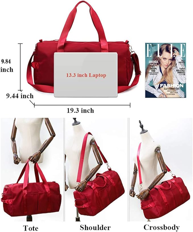 ZUEVI Sports Gym Duffel Bag for Men or Women Waterproof Weekender Travel Bag with Shoes Compartment Dry and Wet Separation for Training Swim Yoga(Violet)