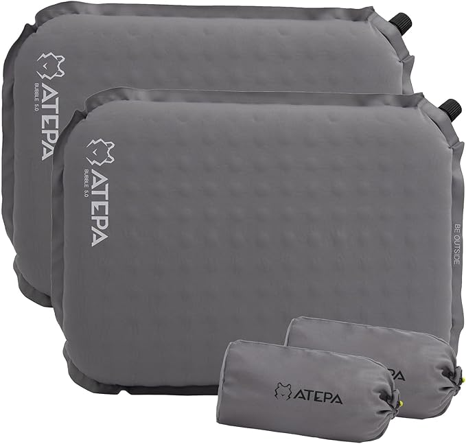 ATEPA Inflatable Stadium Seat Cushion, Self-Inflating Memory Foam Stadium Seats Camping Accessories Chair Pad for Outdoor Airplane Travel Bleacher Patio Backpacking