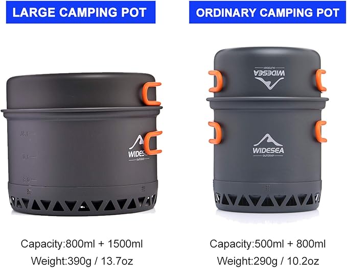 widesea Camping Cookware Outdoor Pot Pan Cooking Equipment Heat Exchange Design for Hiking Backpacking Travel
