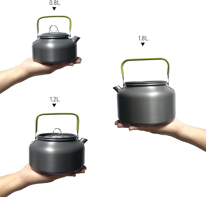 0.8L Camping Kettle, Hard-Anodized Aluminum Portable Campfire Kettle for Open Fire, Outdoor Camp Tea Coffee Pot for Stove Top, Backpacking, Hiking, Picnic and Traveling