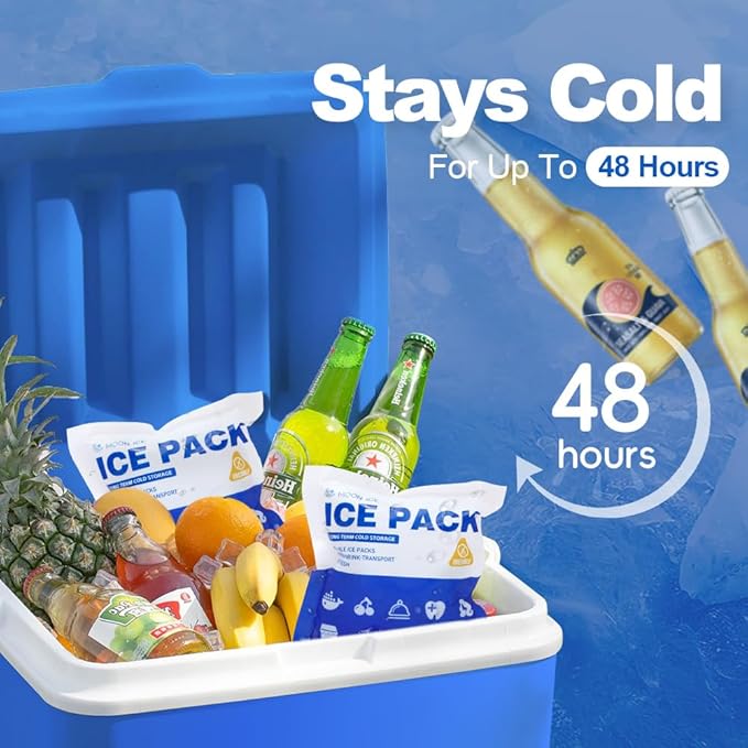 Blue Ice Packs for Coolers, Shipping and Lunch Box, Slim Size Long-Lasting Reusable Ice Pack, 4" x 4" Cold Gel Freezer Packs for Camping, Beach, Fishing, Shipping Food