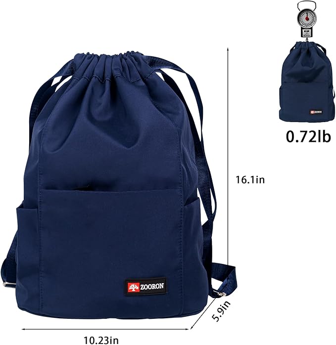 ZOORON Drawstring Gym Backpack Bag for Men & Women,Sport Gym Sack Mini Travel Daypack