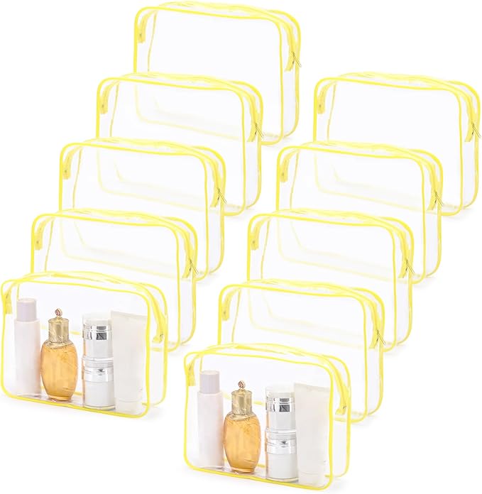 Tbestmax 10 Pack Clear Cosmetic Bags Makeup Bags Portable Waterproof TSA Approved Travel Toiletry Bags Organizer