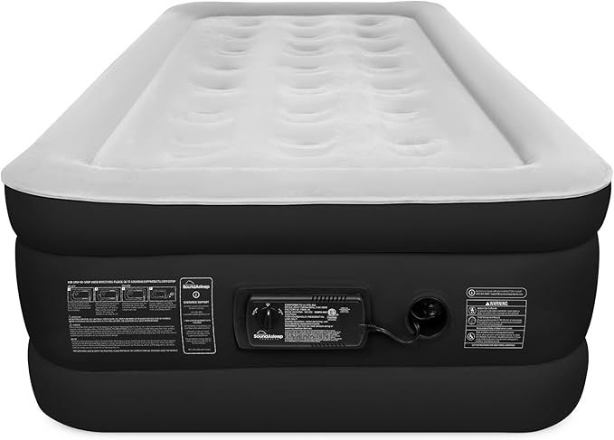 SoundAsleep Dream Series Luxury Air Mattress with ComfortCoil Technology & Built-in High Capacity Pump for Home & Camping- Double Height, Adjustable, Inflatable Blow Up, Portable - Twin Size
