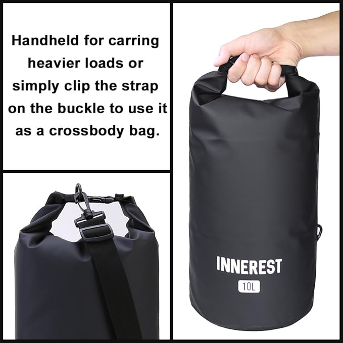 Waterproof Dry Bag Lightweight Sack for Outdoor Water Recreation Beach Boating Camping Fishing Kayaking with a Waterproof phone pouch (Glossy Red, 10L)