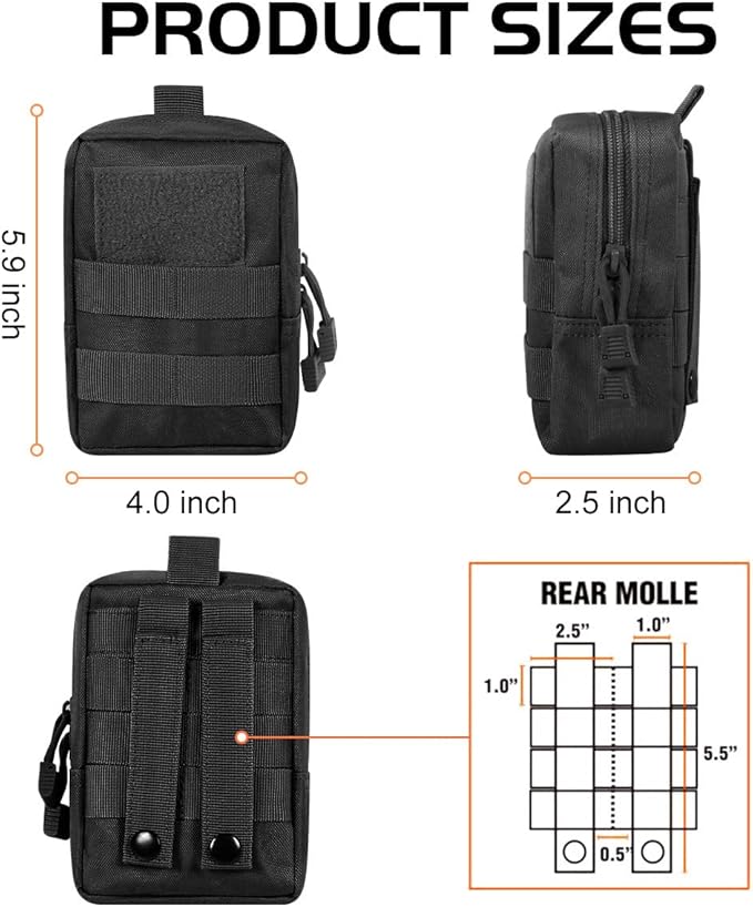 Gogoku 3 Pack Molle Pouch Combo Water Bottle Pouch Holder Tactical Molle Pouches Compact Utility Waist Bag Pack