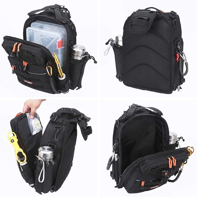 YVLEEN Fishing Tackle Backpack Storage Bag,Water-Resistant Fishing Backpack with Rod Holder,Fishing Gear Bag Gift for Men