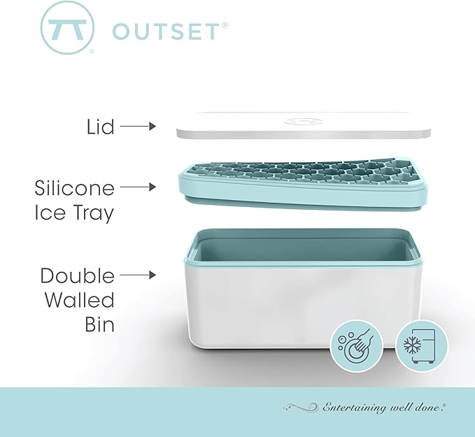 Outset Hexagon Silicone Ice Cube Tray and Storage Bucket, 29 Standard Honeycomb Cubes