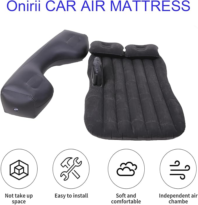 Inflatable Car Air Mattress Back Seat Bed,Thickened Car Travel Camping Air Mattress with Air Pump,Blow Up Bed Portable Car Sleeping Mattress for Car Universal SUV
