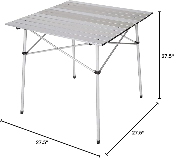 Stansport Aluminum Slat Table, 27.5" x 27.5" x 27.5", White