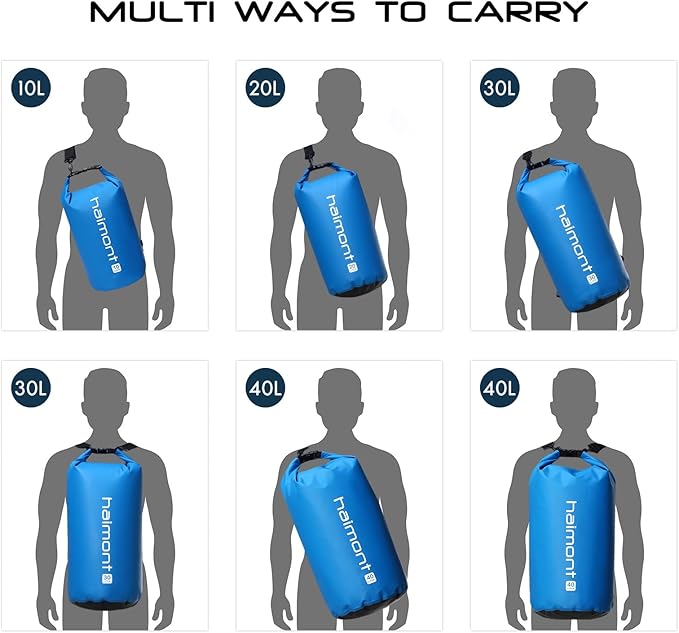 Haimont Waterproof Dry Bag Floating Dry Sack Roll Top Drybag Backpack for Kayaking, Rafting, Boating, Fishing with IPX8 Waterproof Phone Case, Blue, 20L