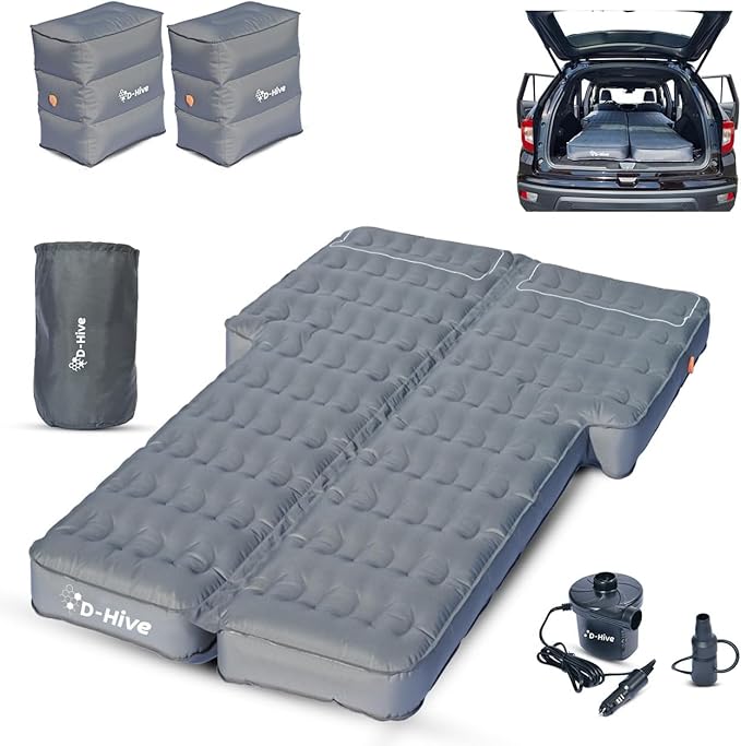 SHORTENED LENGTH - Unbeatable Durability SUV Air Mattress for Car Camping, Durable Extra Thick 300D Oxford Fabric, Quick Easy Set-Up w/Electric Pump, Car Bed Mattress with Base Extenders 180 cm