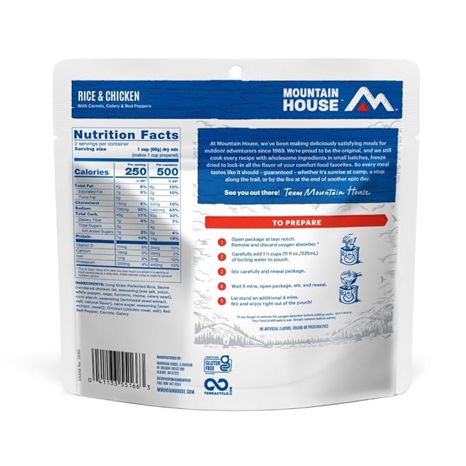Mountain House Rice & Chicken | Freeze Dried Backpacking & Camping Food | Gluten-Free | 6-Pack