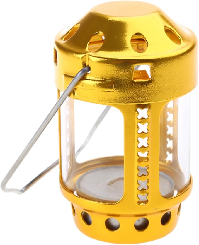 Hiking Candle Lamp Night Fishing Hangings Outdoor Camping Aluminum Alloys Candle Lamp for Outdoor Camping Angling, Gold