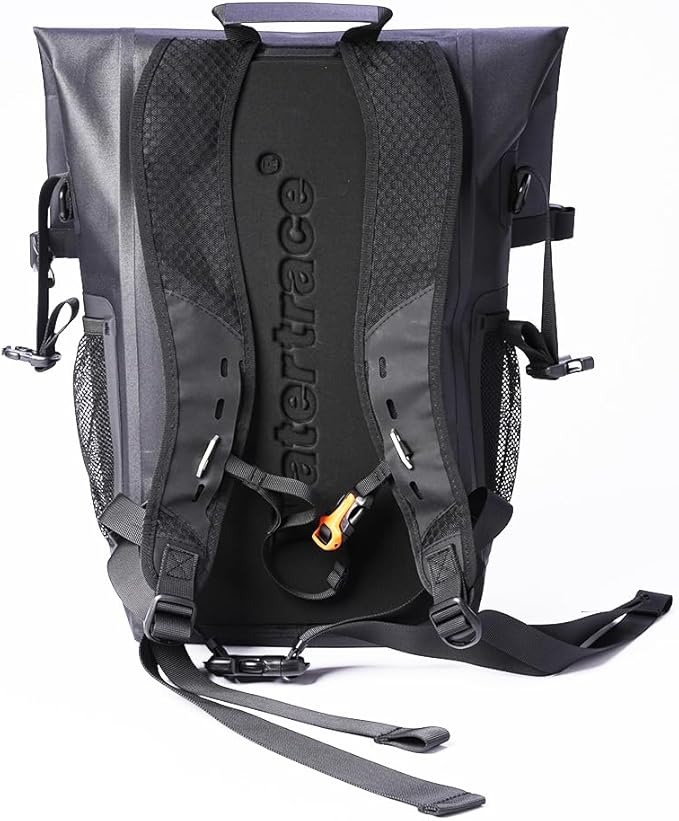 Waterproof Dry Bag for Kayaking, Surfing, Canyoning, Trekking, Camping, Water Sports, Rainproof (Black orange, 25)