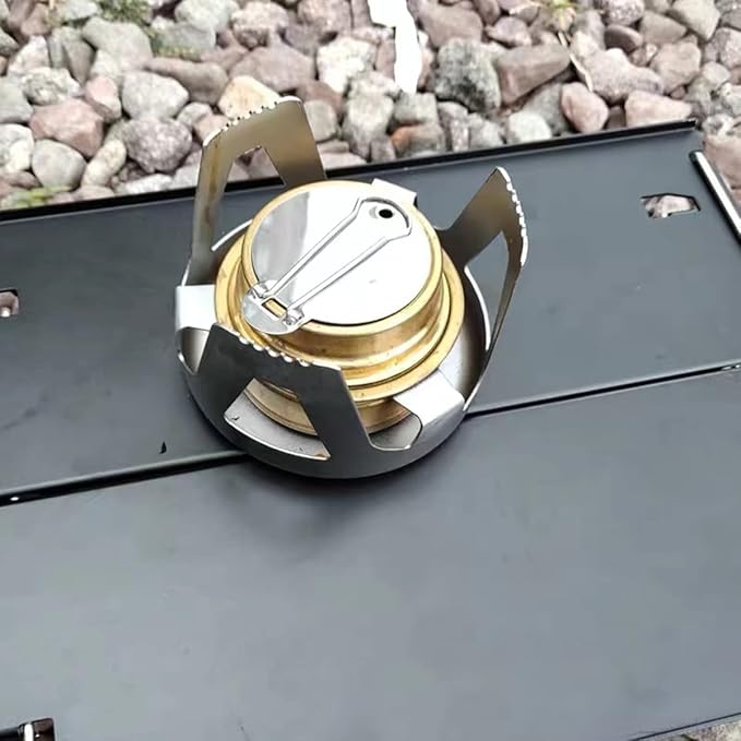 Alcohol Burner Portable Copper Stove Camping Stove Brass Oven Aluminum Alloy Mini Ultralight with Sealed Cap Extinguish Lid for Picnic BBQ - Grey