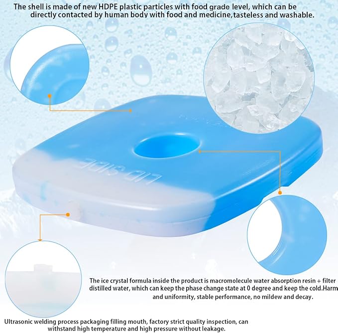 Cold Ice Pack Brick Reusable Long Lasting Cool Slim Thin Freezer Pack Cooler for Lunch Boxes Bag