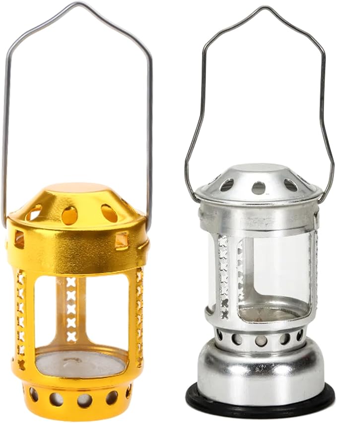 Hiking Candle Lamp Night Fishing Hangings Outdoor Camping Aluminum Alloys Candle Lamp for Outdoor Camping Angling, Gold