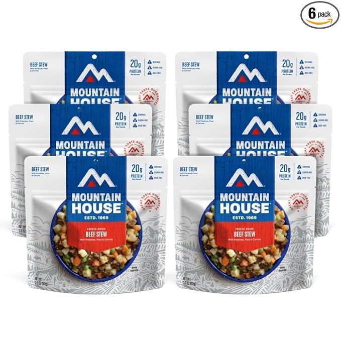 Mountain House Beef Stew | Freeze Dried Backpacking & Camping Food | 6-Pack | Gluten-Free
