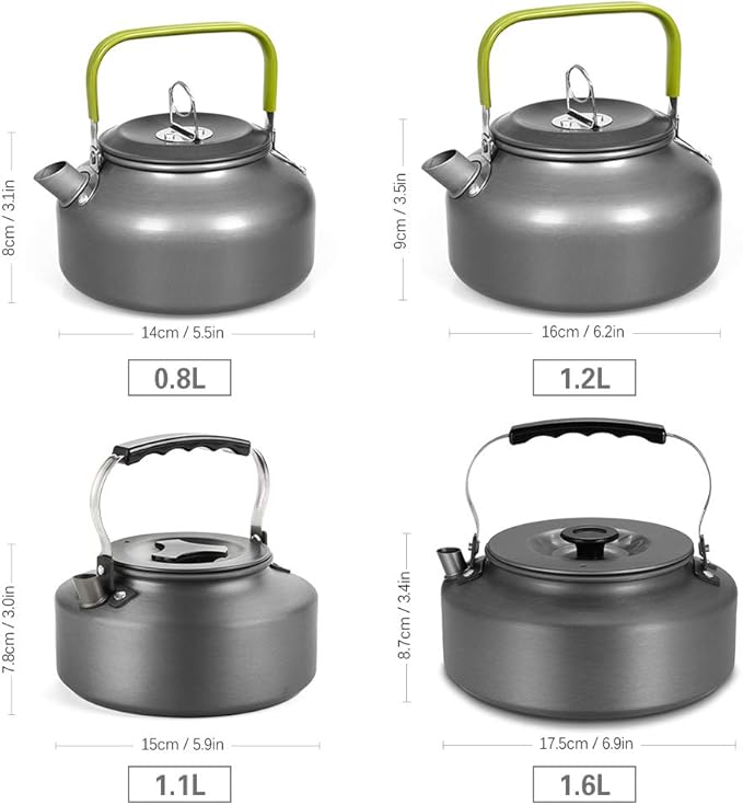 Docooler Tea Kettle, Stainless Steel Teapot, Portable Coffee Pot, Whistling Water Kettle, Camping Picnic Stove Top 0.8L/1.1L/1.2L/1.6L